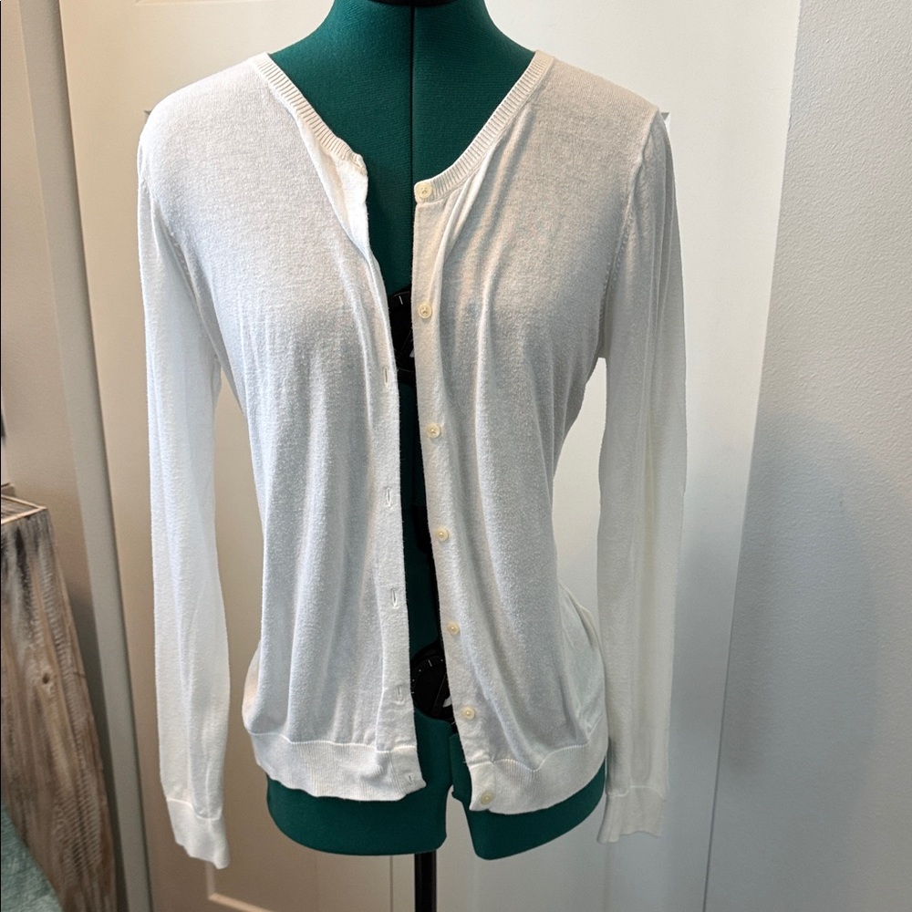 Old Navy White Lightweight Button-Front Cardigan